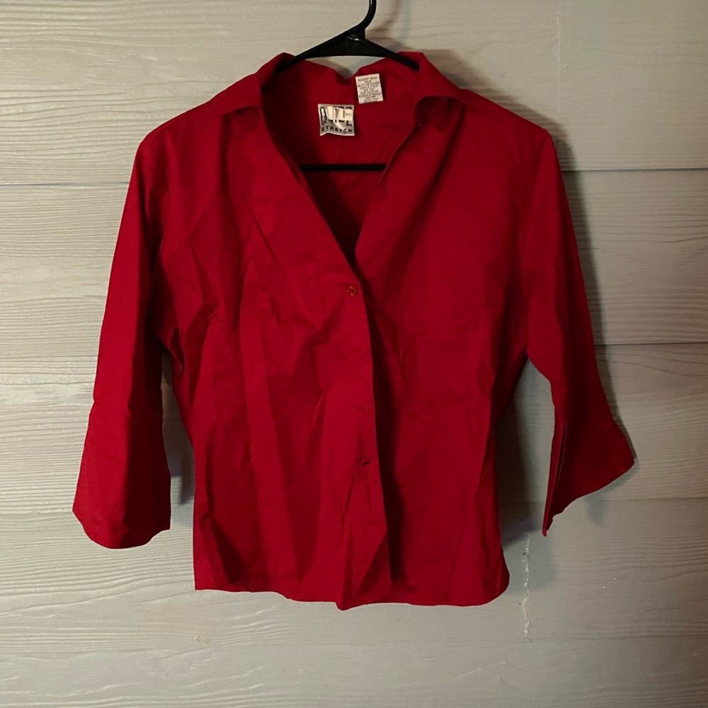 Elegant Red Button-Down Shirt for Women